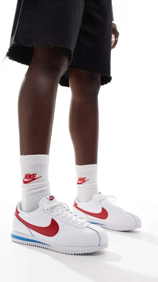 Nike Cortez sneakers in white and red - Image 3