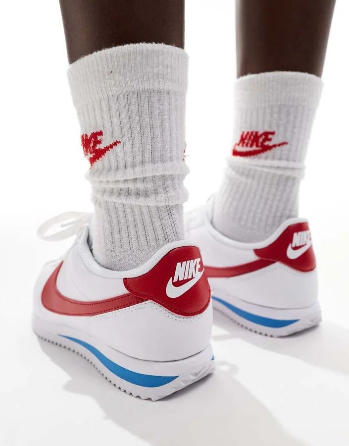 Nike Cortez sneakers in white and red - Image 4