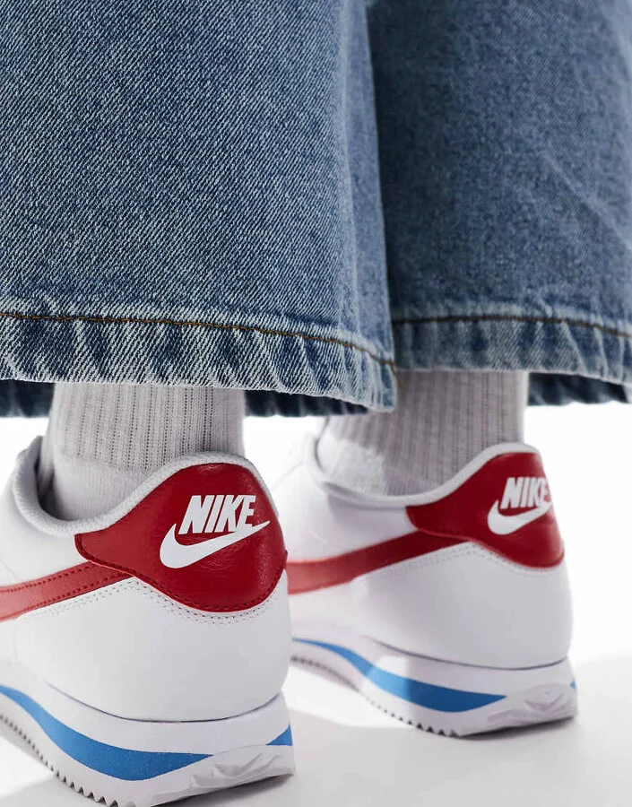 Nike Cortez sneakers in white and red - Image 2