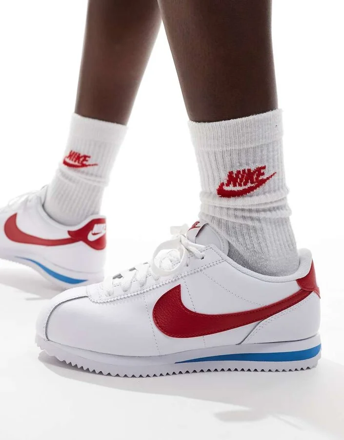 Nike Cortez sneakers in white and red