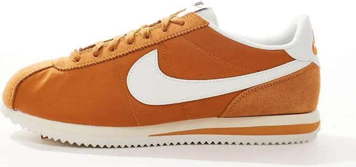 Nike Cortez textile sneakers in light brown and white - Image 2