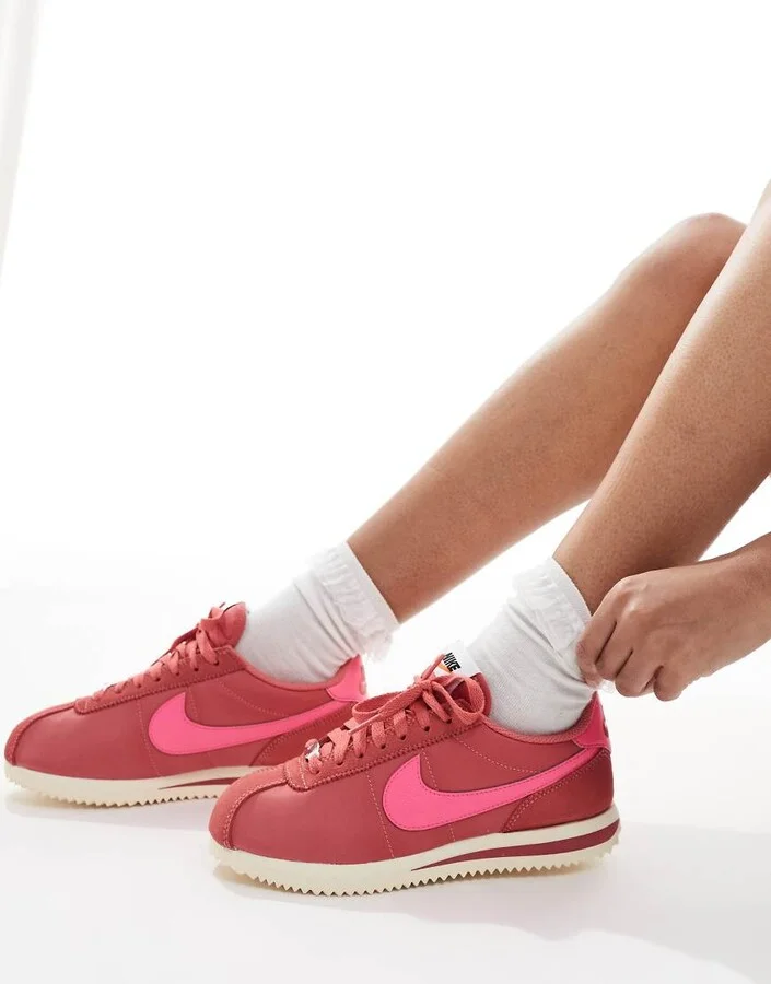 Nike Cortez Textile sneakers in red and pink