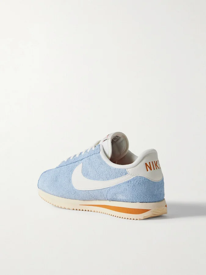 Nike - Cortez Vintage Leather-trimmed Brushed-suede Sneakers - Blue - Image 3