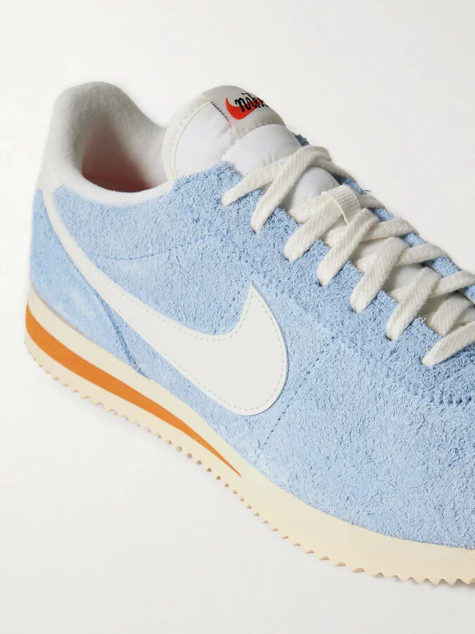 Nike - Cortez Vintage Leather-trimmed Brushed-suede Sneakers - Blue - Image 4