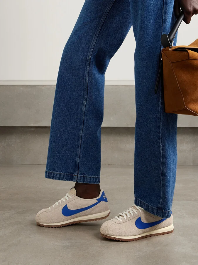 Nike - Cortez Vintage Leather-trimmed Brushed-suede Sneakers - Neutrals - Image 2