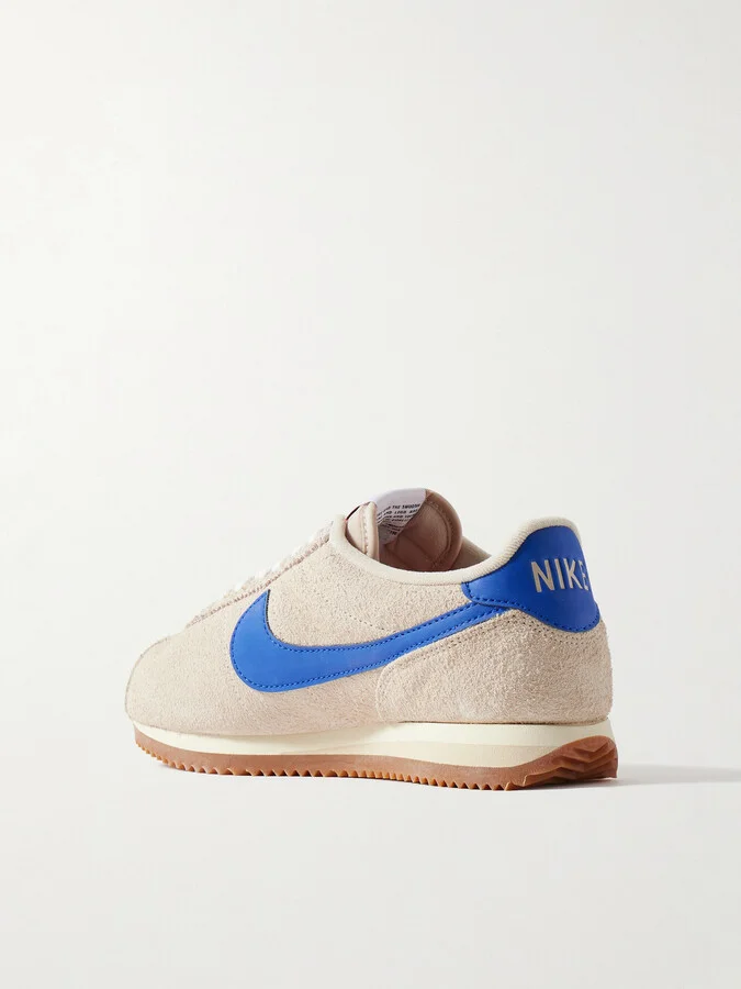 Nike - Cortez Vintage Leather-trimmed Brushed-suede Sneakers - Neutrals - Image 3