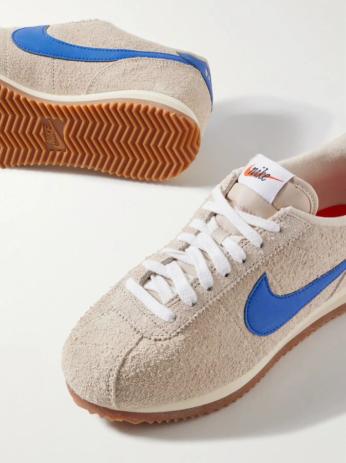 Nike - Cortez Vintage Leather-trimmed Brushed-suede Sneakers - Neutrals - Image 4