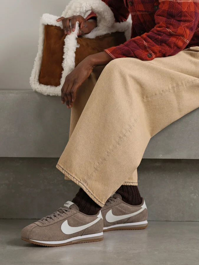 Nike - Cortez Vintage Leather-trimmed Brushed-suede Sneakers - Neutrals - Image 2