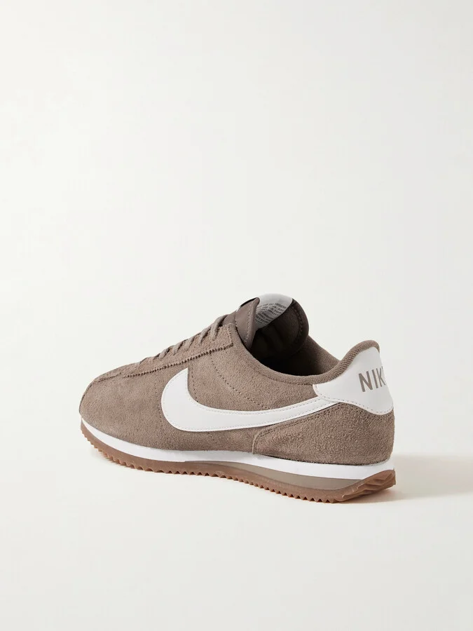 Nike - Cortez Vintage Leather-trimmed Brushed-suede Sneakers - Neutrals - Image 3