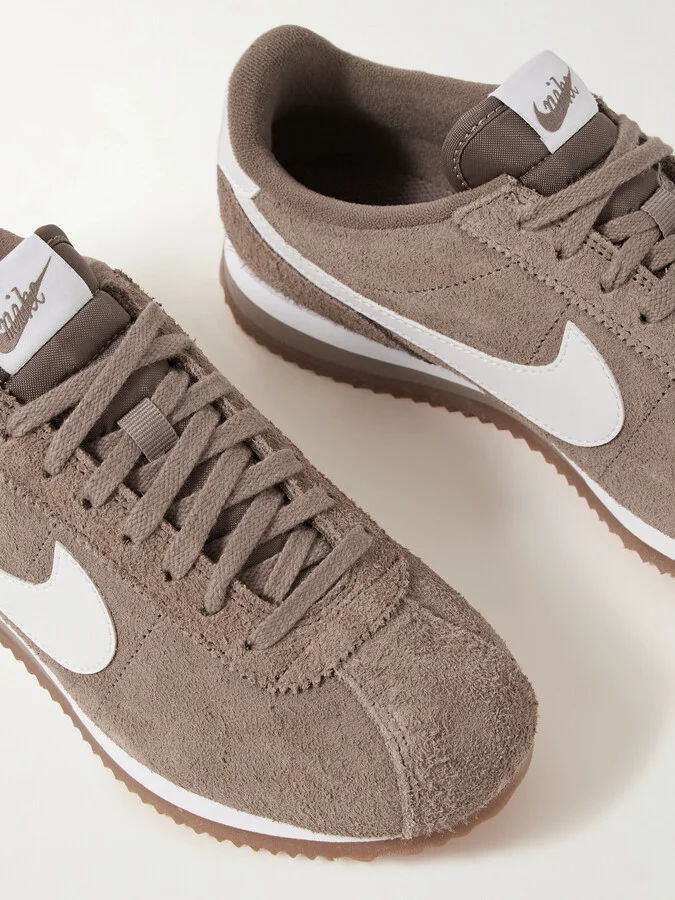 Nike - Cortez Vintage Leather-trimmed Brushed-suede Sneakers - Neutrals - Image 4