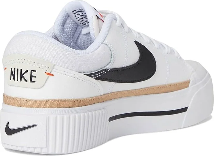 Nike Court Legacy Lift Women's Shoes White/Black/Hemp/Team Orange : 12 B - Medium, Synthetic - Image 4