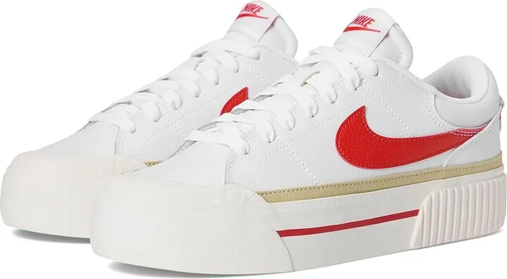 Nike Court Legacy Lift Women's Shoes White/Picante Red/Team Gold/Sail : 9 B - Medium, Synthetic