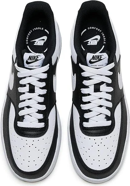 Nike Court Vision Low Men's Cross Training Shoes Black/White : 10.5 M, Faux Leather - Image 2