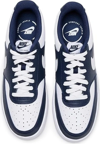 Nike Court Vision Low Men's Cross Training Shoes Midnight Navy/White : 11.5 M, Faux Leather - Image 2