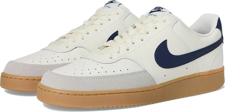 Nike Court Vision Low Men's Cross Training Shoes Sail/Midnight Navy/Gum Light Brown : 14 M, Faux Leather
