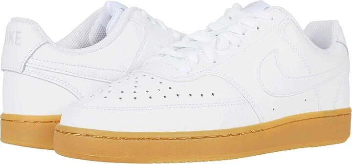 Nike Court Vision Low Men's Shoes White/White/Photon Dust/Gum Light Brown : 6.5 D - Medium, Leather