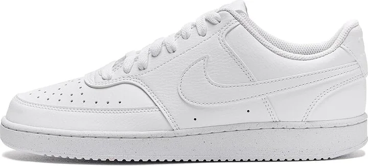 Nike Court Vision Low Next Nature Men's Cross Training Shoes White/White/White : 7 D - Medium, Leather - Image 6