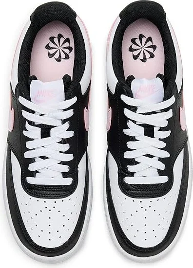 Nike Court Vision Low Next Nature Women's Shoes Black/Pink Foam/White : 9 M, Faux Leather - Image 2