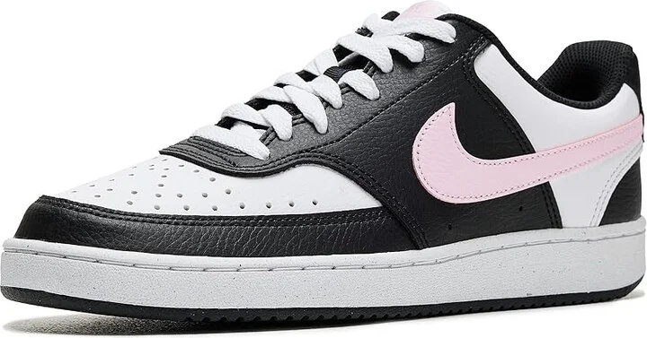 Nike Court Vision Low Next Nature Women's Shoes Black/Pink Foam/White : 9 M, Faux Leather
