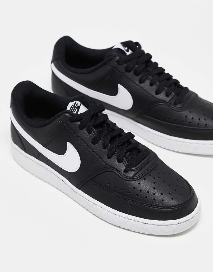 Nike Court Vision Low Next sneakers in black and white - Image 2