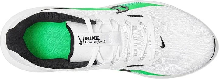 Nike Downshifter 13 Men's Shoes White/Black/Green Shock : 8.5 D - Medium, Textile - Image 2