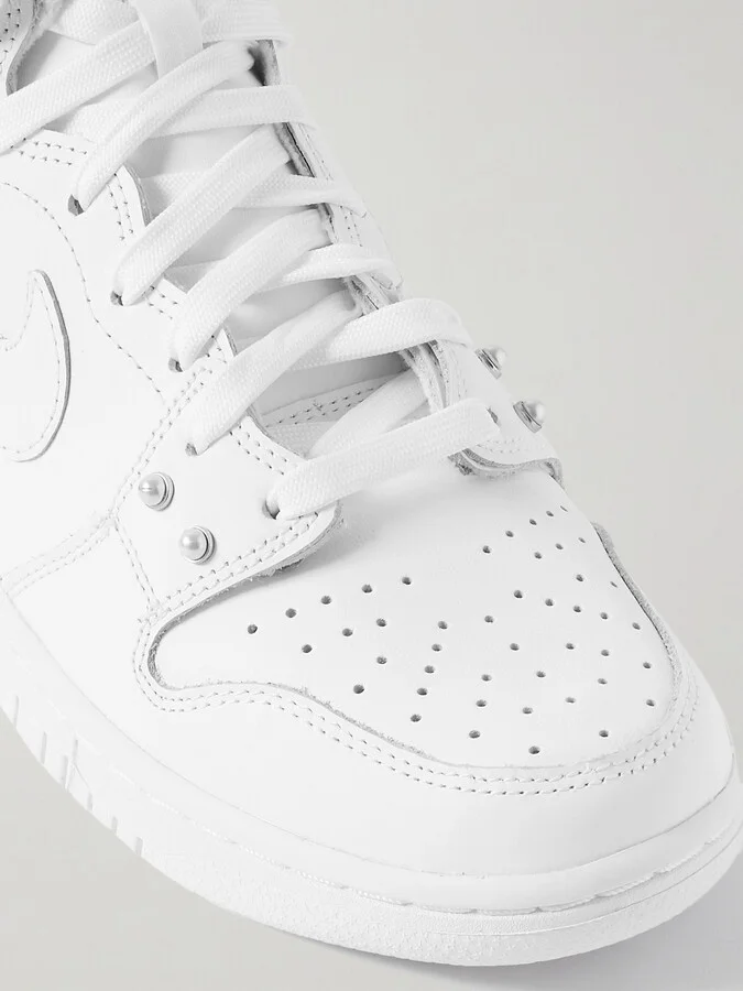 Nike - Dunk High Embellished Leather High-top Sneakers - White - Image 4