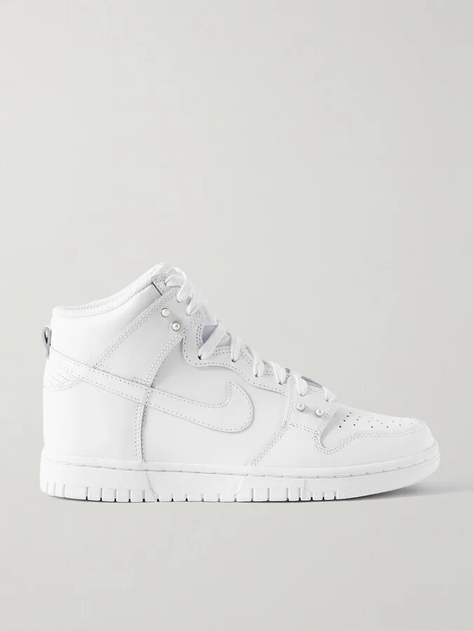 Nike - Dunk High Embellished Leather High-top Sneakers - White