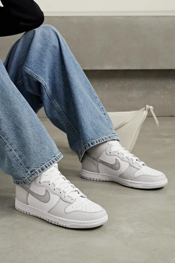 Nike - Dunk High Glittered Leather Sneakers - White - Image 2