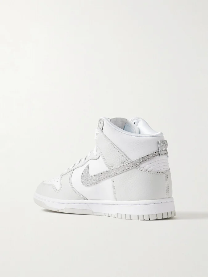 Nike - Dunk High Glittered Leather Sneakers - White - Image 3