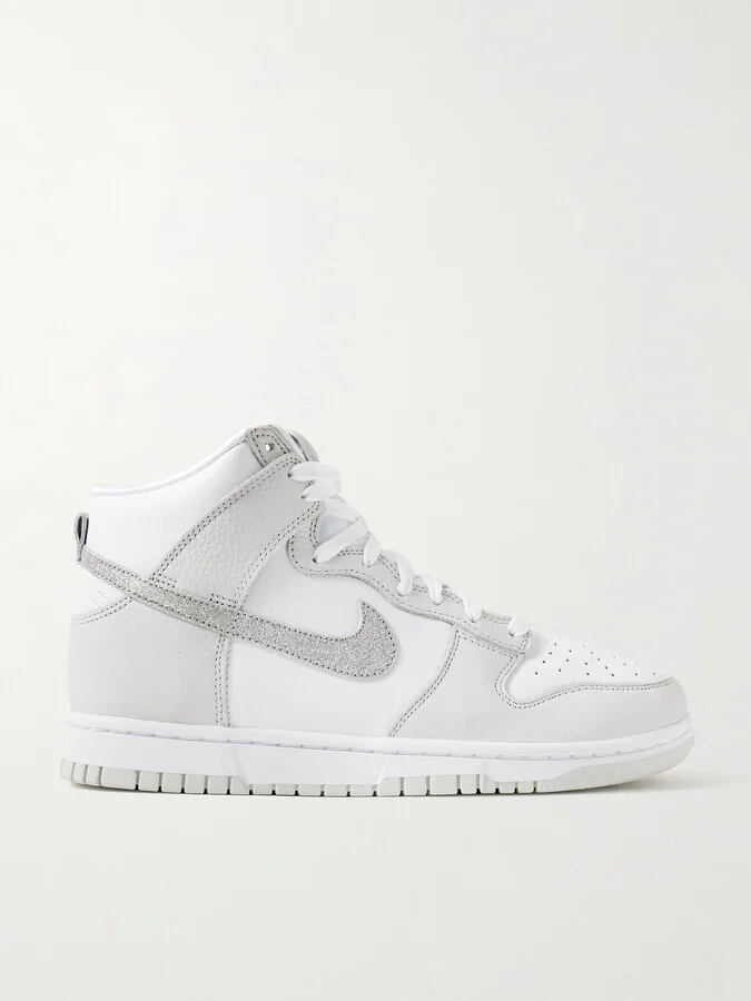 Nike - Dunk High Glittered Leather Sneakers - White