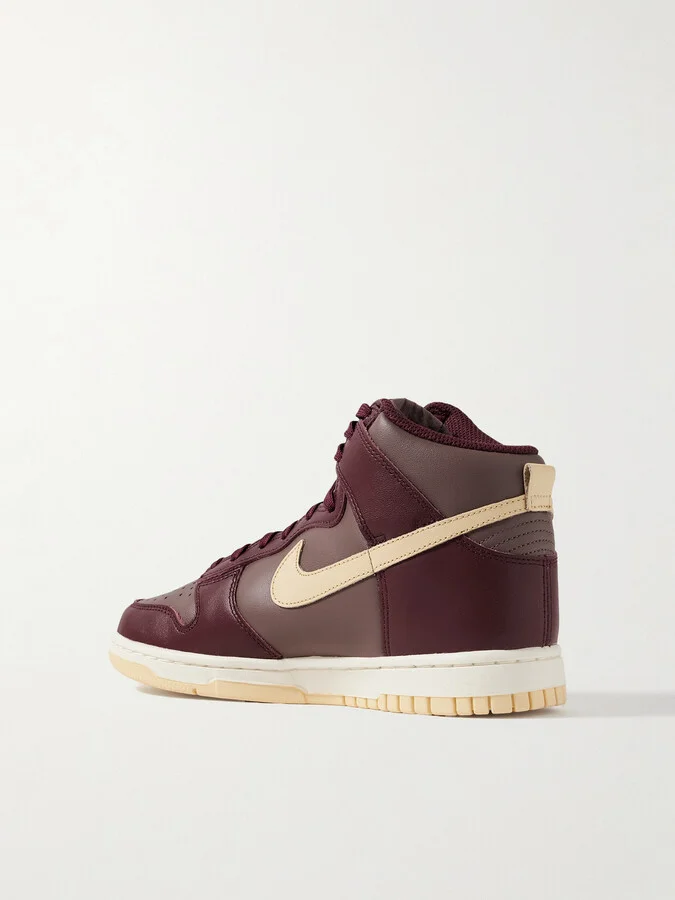 Nike - Dunk High Leather Sneakers - Burgundy - Image 3