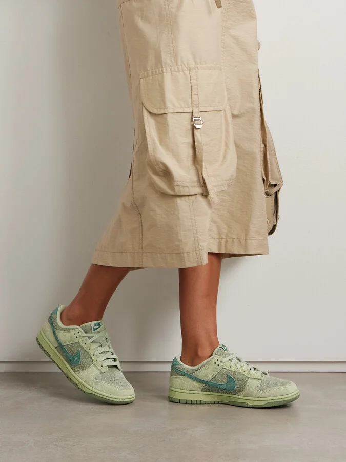 Nike - Dunk Low Brushed-suede Sneakers - Green - Image 2
