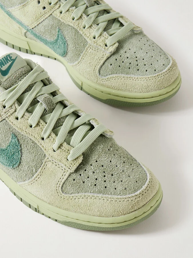 Nike - Dunk Low Brushed-suede Sneakers - Green - Image 4