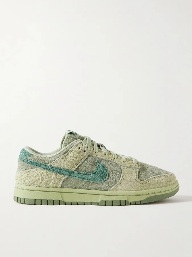Nike - Dunk Low Brushed-suede Sneakers - Green
