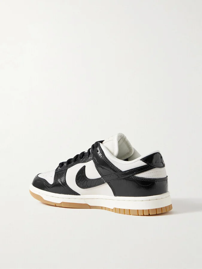 Nike - Dunk Low Croc-effect Leather And Suede Sneakers - Black - Image 3