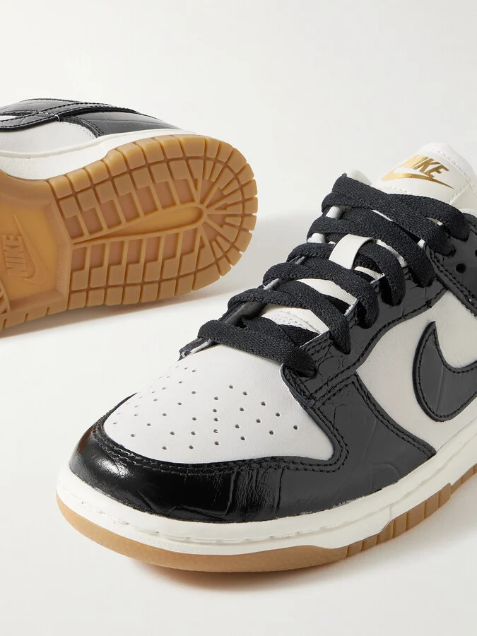 Nike - Dunk Low Croc-effect Leather And Suede Sneakers - Black - Image 4