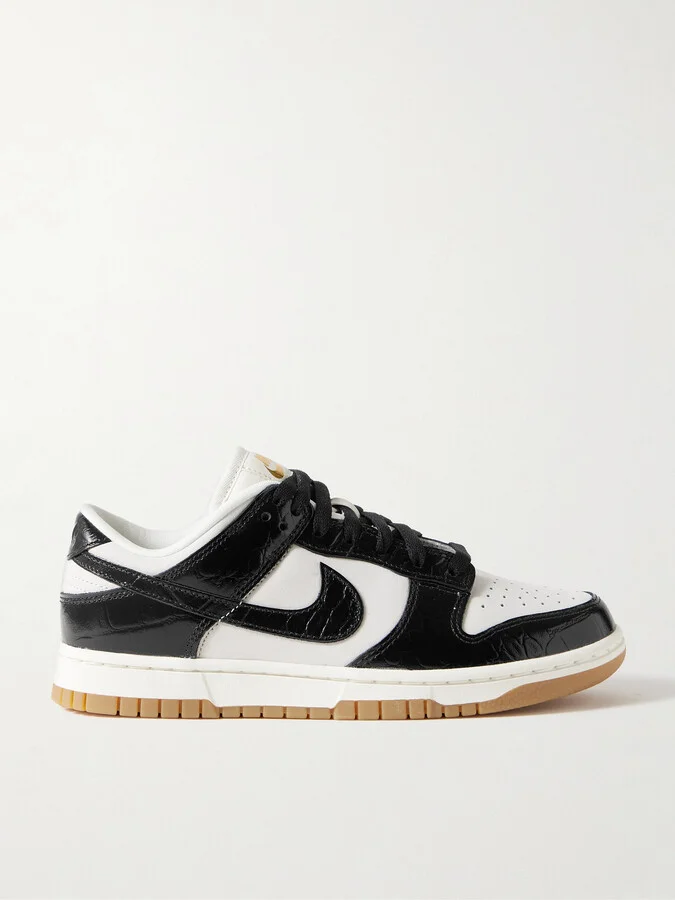 Nike - Dunk Low Croc-effect Leather And Suede Sneakers - Black