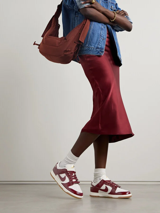 Nike - Dunk Low Croc-effect Leather-and Suede Sneakers - Burgundy - Image 2