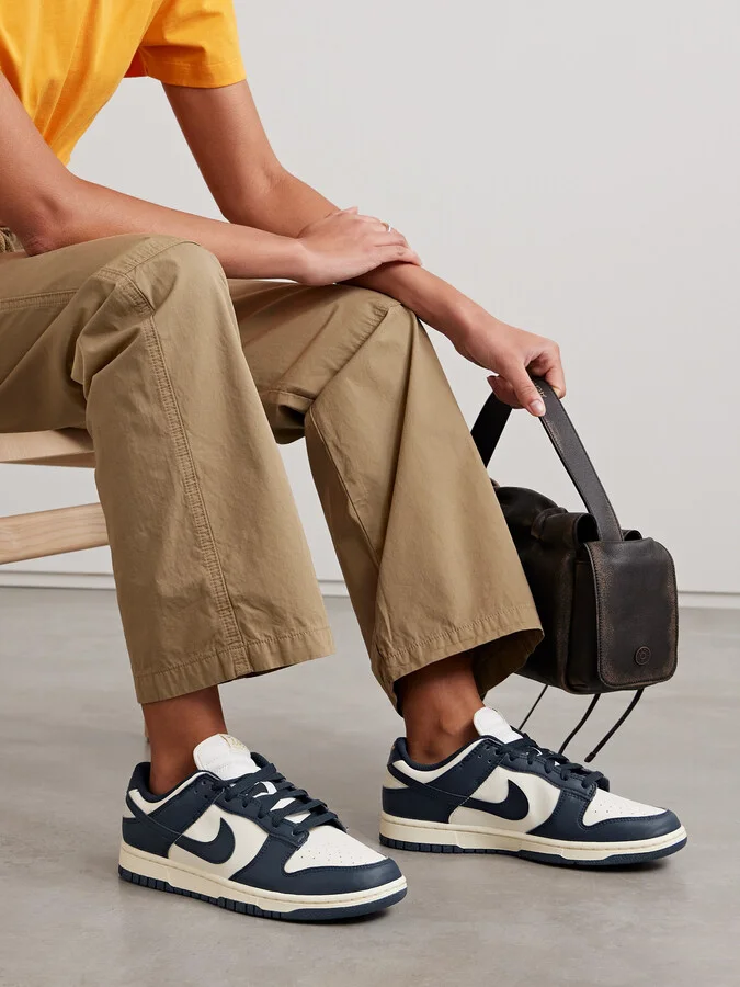 Nike - Dunk Low Faux Leather Sneakers - Blue - Image 2