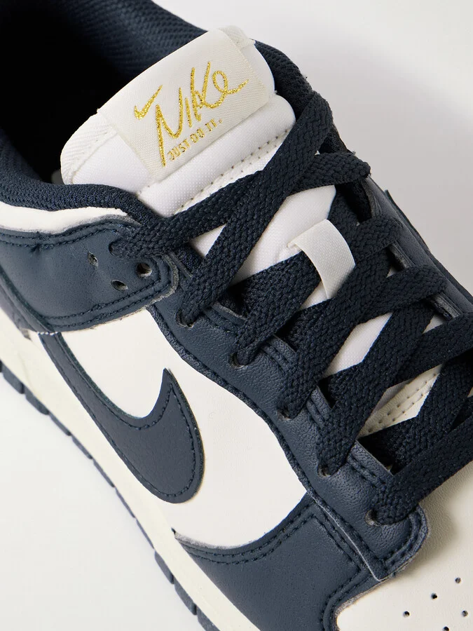Nike - Dunk Low Faux Leather Sneakers - Blue - Image 4