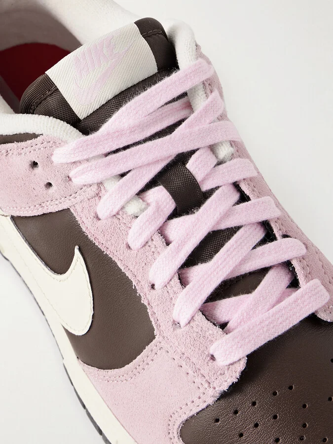 Nike - Dunk Low Leather And Suede Sneakers - Brown - Image 4