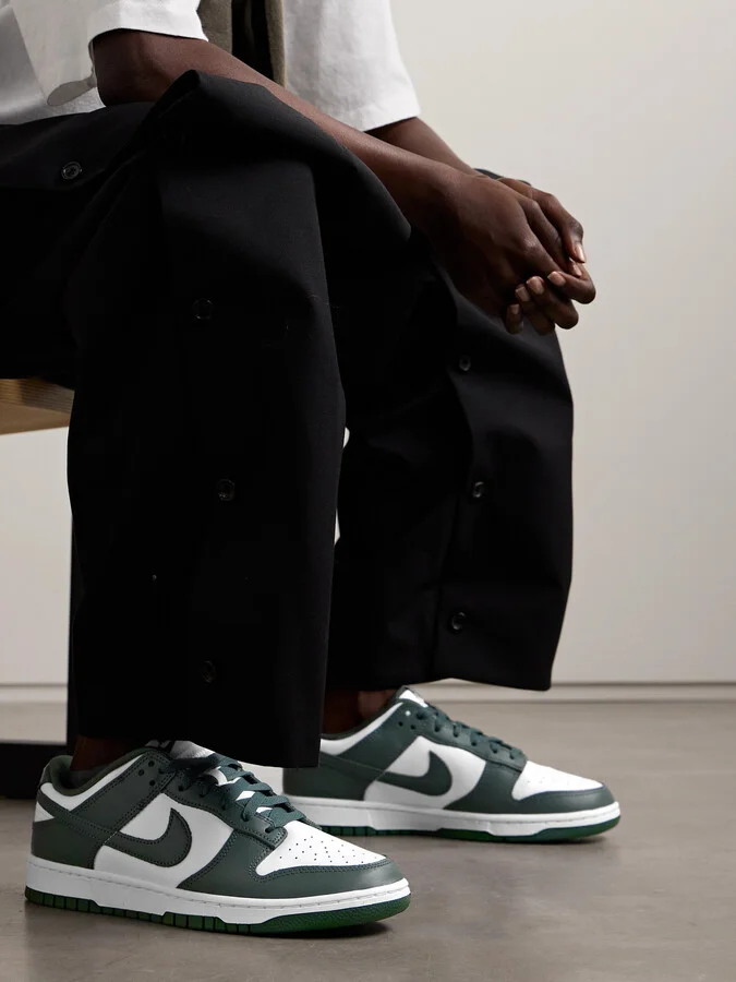 Nike - Dunk Low Leather Sneakers - Green - Image 2