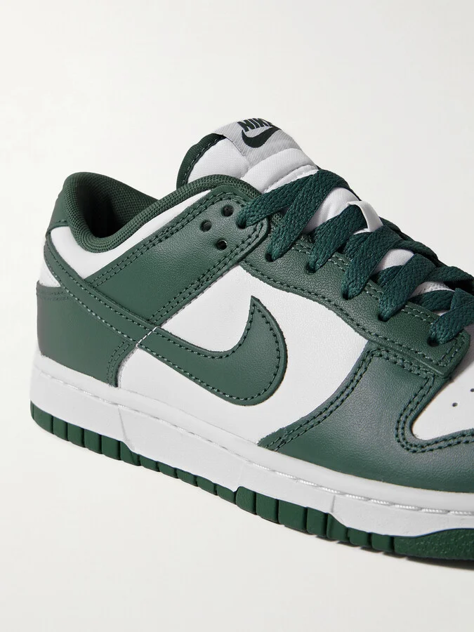 Nike - Dunk Low Leather Sneakers - Green - Image 4