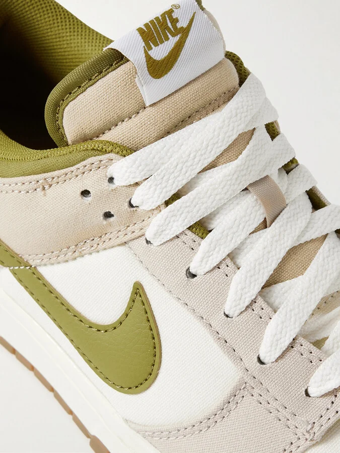 Nike - Dunk Low Leather-trimmed Canvas Sneakers - Green - Image 4