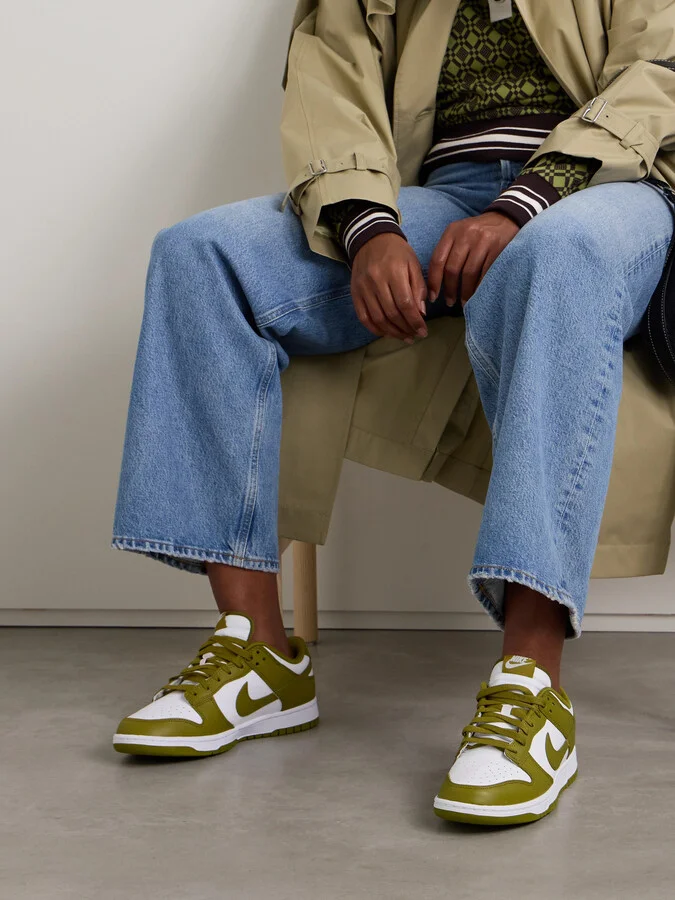 Nike - Dunk Low Retro Leather Sneakers - Green - Image 2