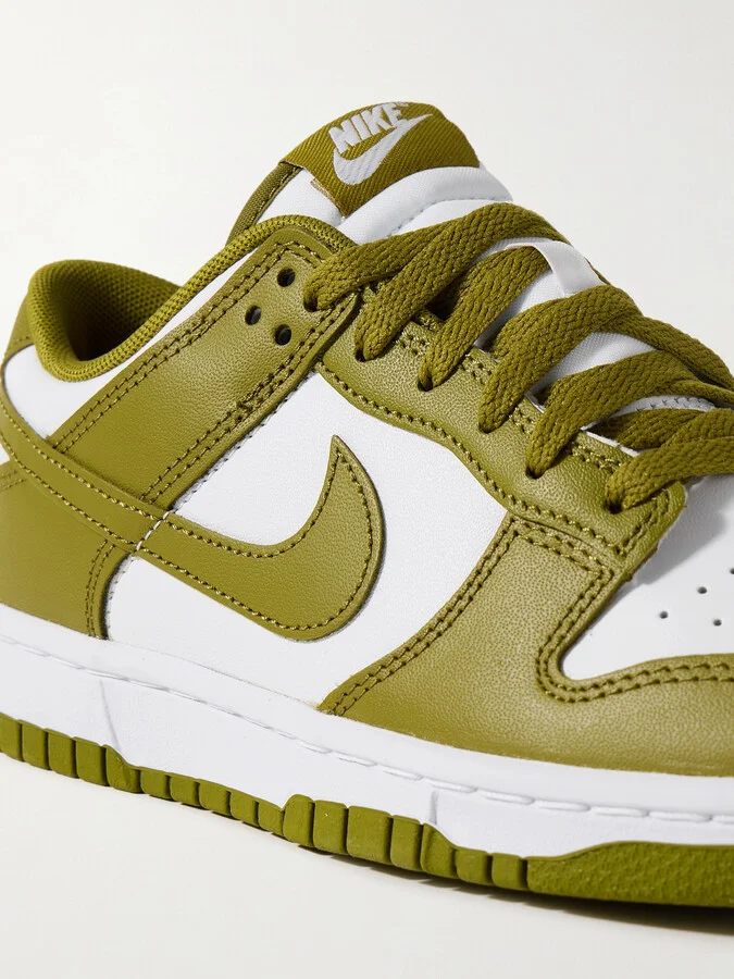 Nike - Dunk Low Retro Leather Sneakers - Green - Image 4