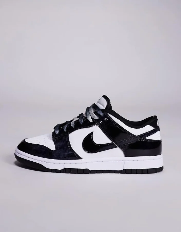 Nike Dunk Low Retro SE sneakers in white and black - Image 2