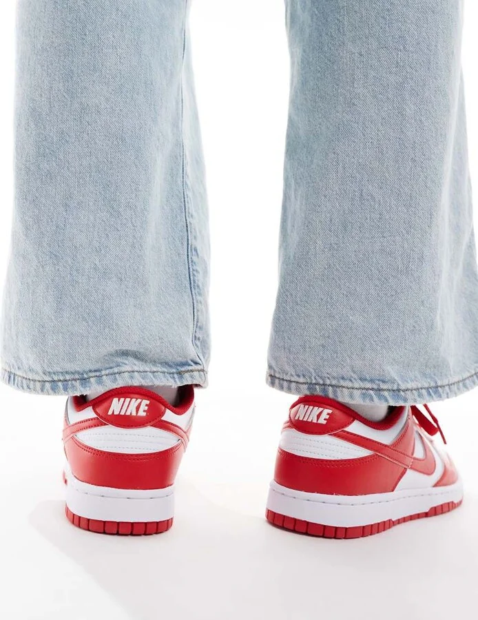 Nike Dunk Low Retro sneakers in white and red - Image 3