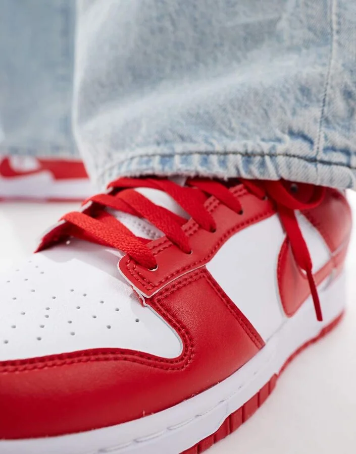 Nike Dunk Low Retro sneakers in white and red - Image 4