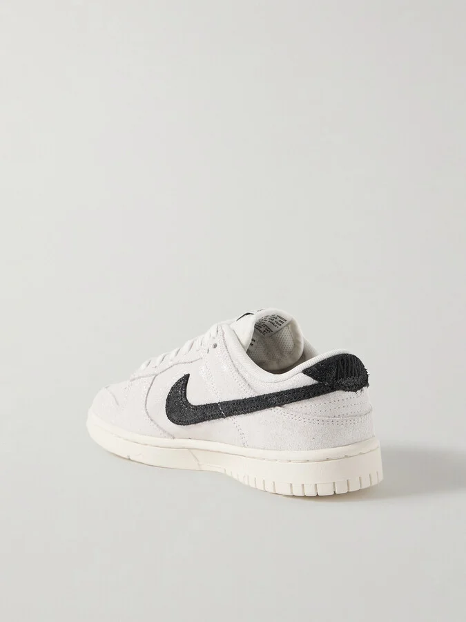 Nike - Dunk Low Se Glittered Leather And Suede Sneakers - Off-white - Image 3